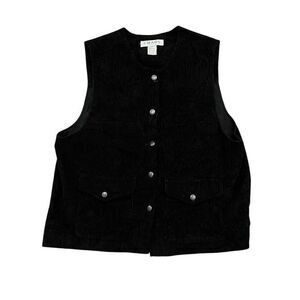 VINTAGE CHAUS SPORT Black Velvet Vest Size 16